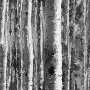 Black and White Birch Forest large print fabric medium print wallpaper