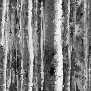 Black and White Birch Forest tiny print