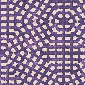 Batik Block Print Tribal Hexagon Dots Mosaic in Orchid Purple and Blush Pink (Large Scale)