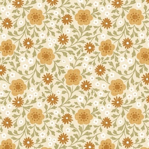 Eloise Floral - 12" large - gold, white, and sage green 