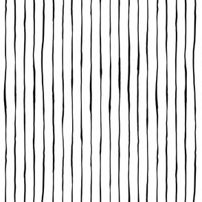 Hand Drawn Doodle Pinstripes, Black and White (Small Scale)