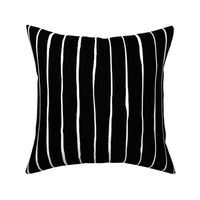 Hand Drawn Doodle Pinstripes White on Black (Large Scale)