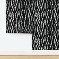 Boho African Mudcloth Tribal Arrows, White on Black (Medium Scale)