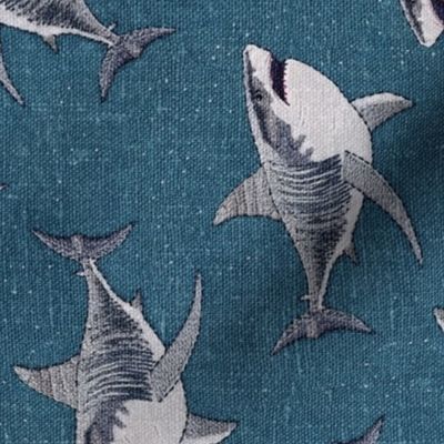 Embroidered Sharks Blue BG Rotated - Large Scale