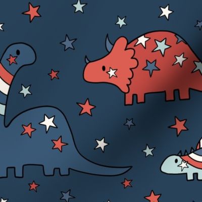 Fourth of July Stars and Stripes Dinos - Large Scale
