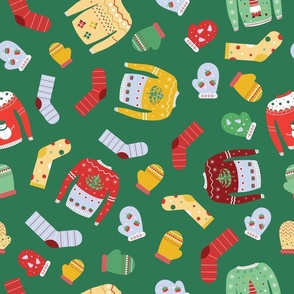 Christmas Fashion - Green - Jumpers - Mittens - Socks - Clothing - Holiday Season - Holidays - Festive