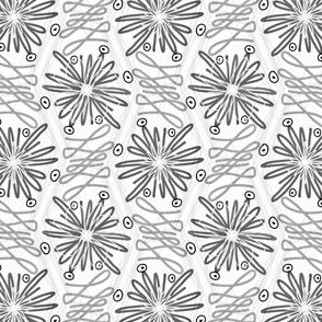 Retro Floral Black and White 