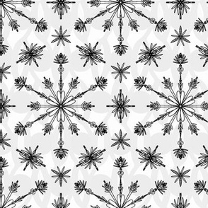 Floral Kaleidoscope Black and White 