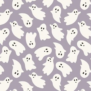 Medium Scale // Cute Halloween Ghosts on Lavender Lilac Purple