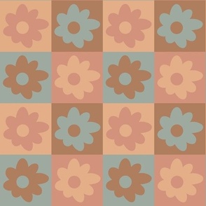 Boho Floral Checkerboard