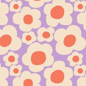 Minimalist groovy floral pattern in lavender - Small scale