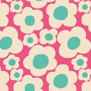 Minimalist groovy floral pattern in pink - Small scale