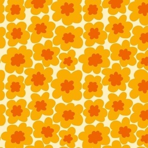 70s retro hippie flowers in yellow and orange - Small scale
