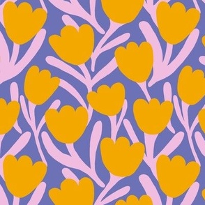 Boho tulips in lavender and yellow - Small scale