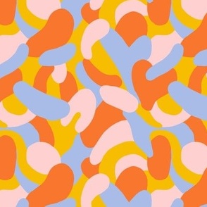 Colorful abstract swirls in orange, yellow, pink and blue - Small scale