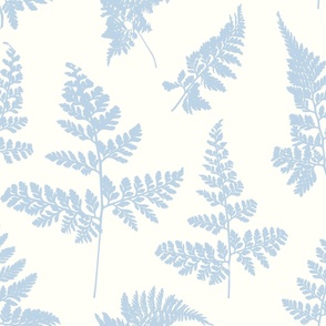 Forest Ferns in Petal Fog Blue and Petal Natural White- Magical Meadow