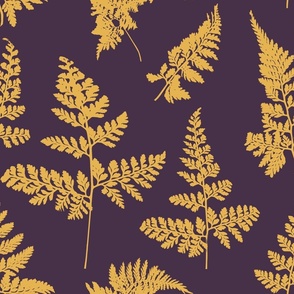 Forest Ferns on Dark Purple - Magical Meadow