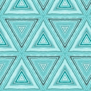 Loose Watercolor Striped Triangles Turquoise Teal