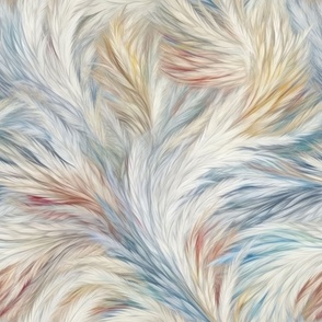 Pastel Fluffy Feathers Cream, Blue, Yellow, Orange