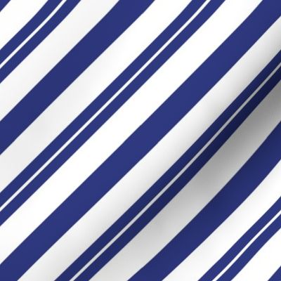 White on Prussian Blue + White Diagonal Stripes by Su_G_©SuSchaefer