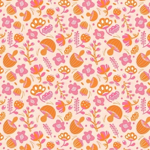 Pink Orange Mushroom Forest