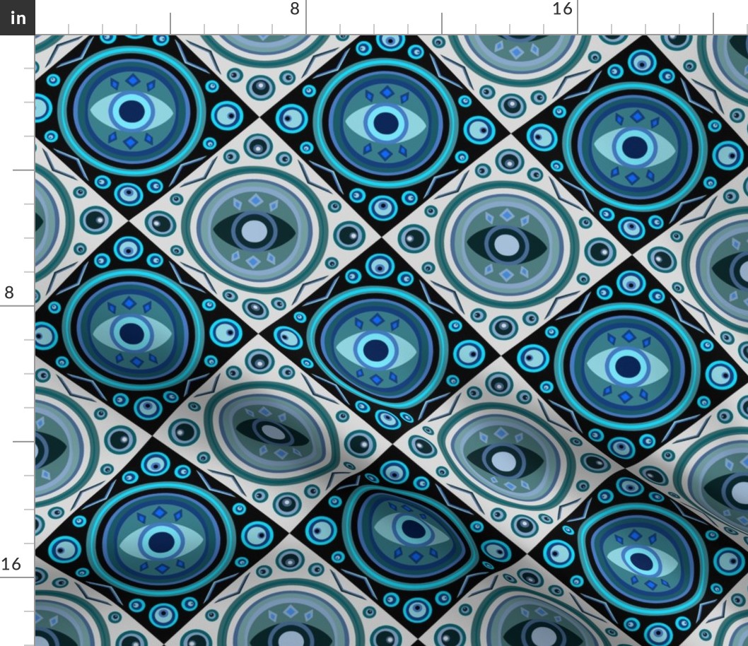 Wall of eyes, blue 