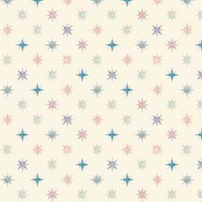 Dreamy pastel vintage small stars on creamy background