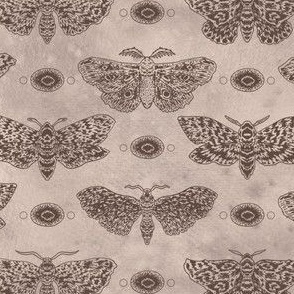 (medium) Ink moths on a watercolour background - earth tones