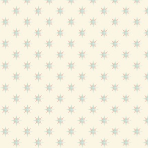 Pastel green and pink compass stars on creamy background