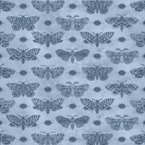 (small) Ink moths on a watercolour background - sky blue