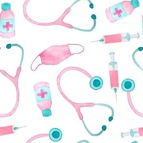 Pink & Turquoise Medical & Nursing Print