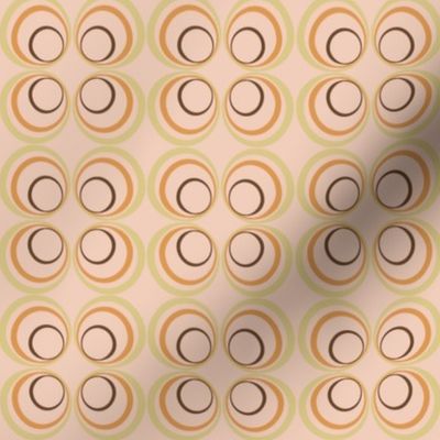 Vintage warm toned geometric offset concentric circles on  rose