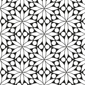 Black and White Hexagonal Flower Pattern