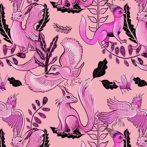 pink mythical creatures on peach 