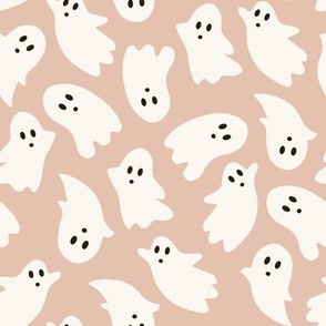 Large Scale // Cute Halloween Ghosts on Blush Rose Pink // Large Scale