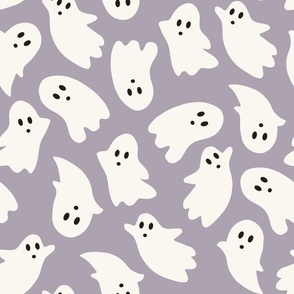 Large Scale // Cute Halloween Ghosts on Lavender Lilac Purple