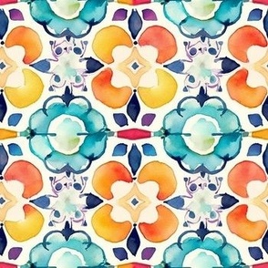 Tangerine Dreams - Irisinha Mosaic Watercolor Pattern