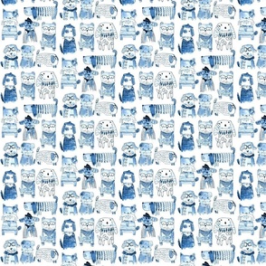 PREORDER: Blue Pup- Blue Background – Whimsical Fabric Designs