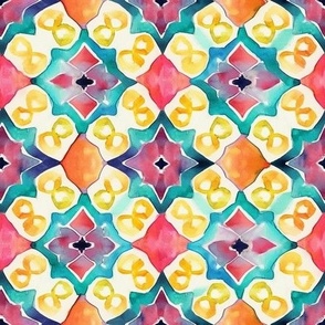Jeweled Honeycomb - Irisinha Mosaic Watercolor Pattern