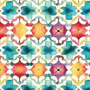 Summer Lanterns - Irisinha Mosaic Watercolor Pattern