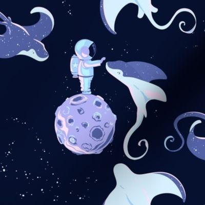 Astronaut & Manta Rays // Space Galaxy // Ocean Sea // Stars // Medium