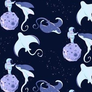 Astronaut & Manta Rays // Space Galaxy // Ocean Sea // Stars // Small