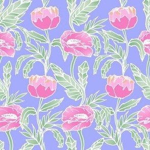 Pink Floral on Periwinkle