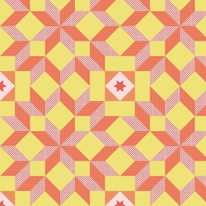 geometric quilt star pattern clash on buttercup 