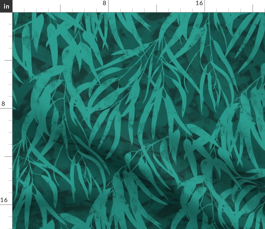 abstract leaves - teal 