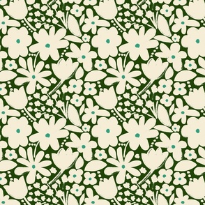 Floral Birthday Party on dark forest green