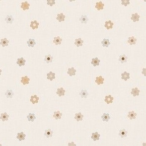 Neutral Small Daisies Light Cream Tiny 1.5"