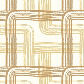 graphic rake line abstract // mustard on cream