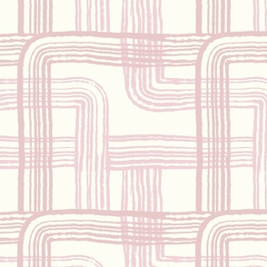 graphic rake line abstract // pink blush on cream