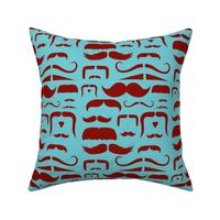 mustache love aqua and red